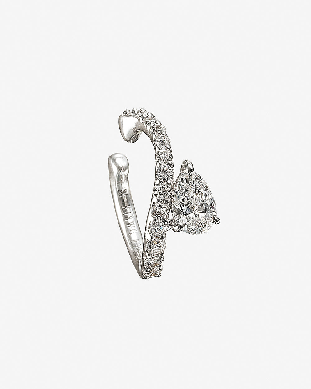 PEAR-SHAPE DIAMOND & CURVE LINE EAR CUFF 受注生産