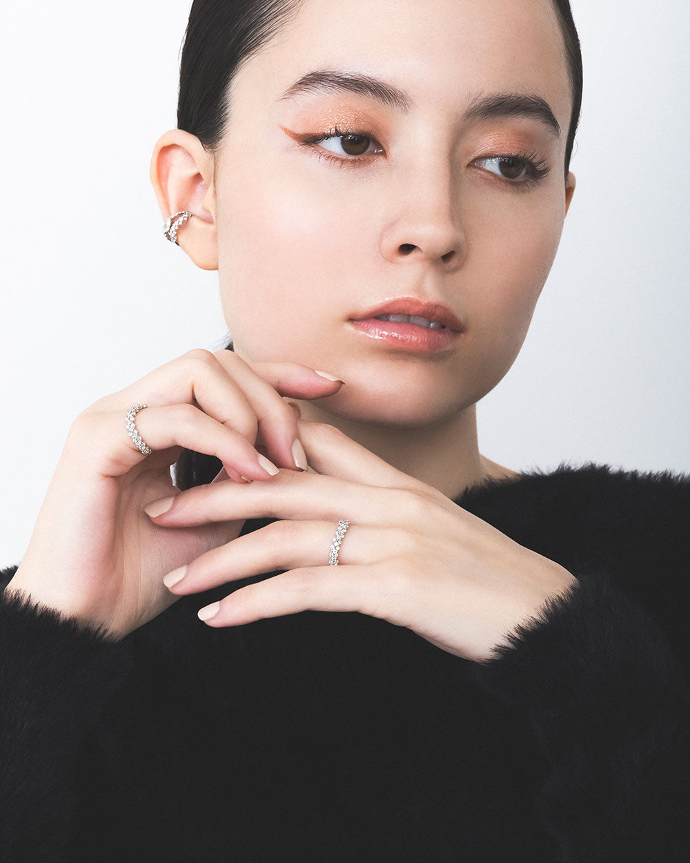 PEAR-SHAPE DIAMOND & CURVE LINE EAR CUFF　受注生産 - 写真6枚目