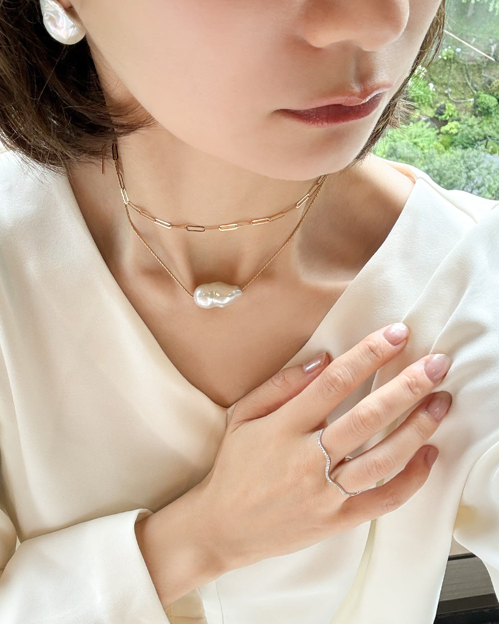 DAPHNE LONG NECKLACE YG ｜マグノリア・ホワイト ジュエリー公式