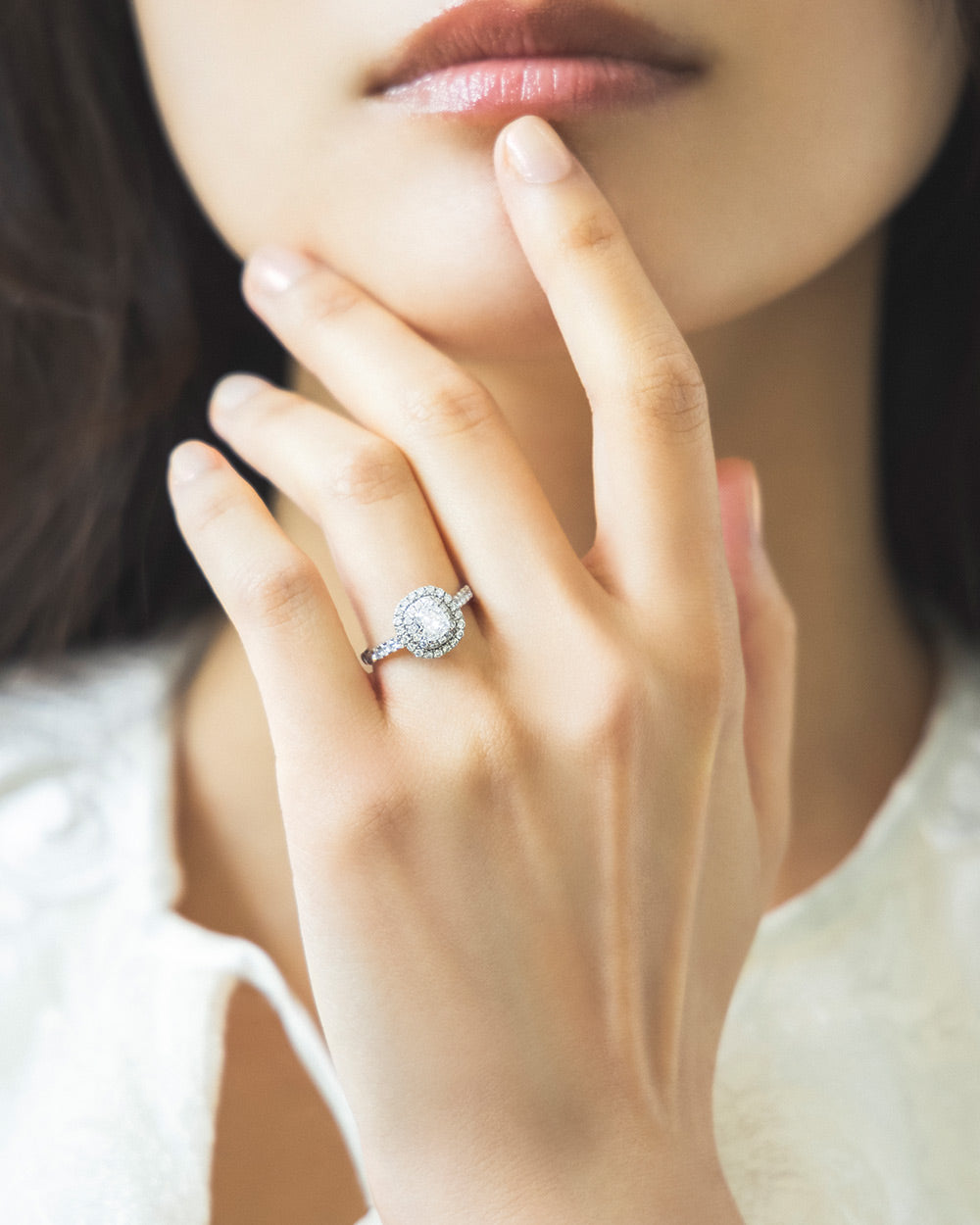 MAGNOLIA CUSHION CUT PAVE RING - 写真4枚目
